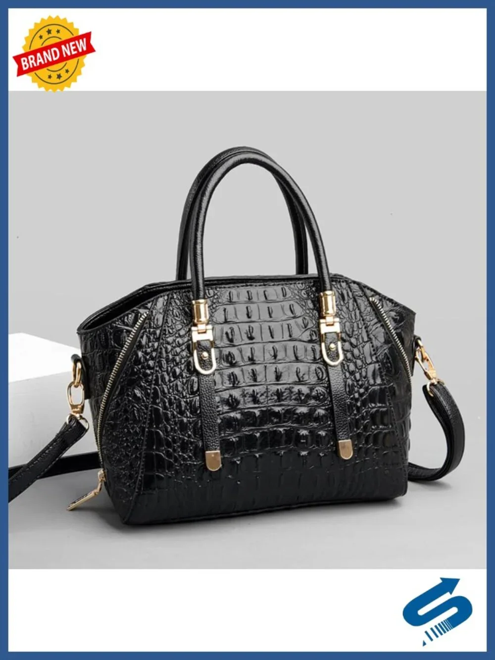 Crocodile Embossed Faux Leather Tote Bag Women Crossbody Shoulder